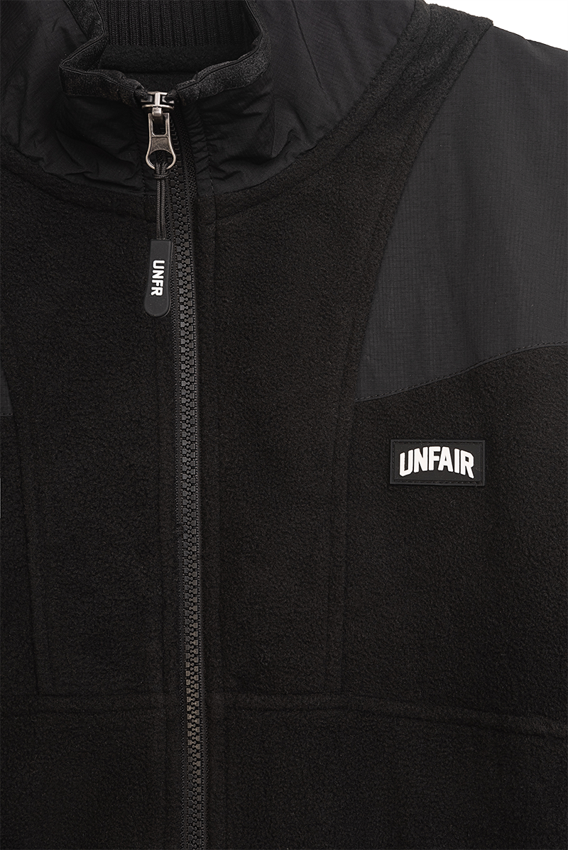 Unfair Athletics Fabric Mix Fleece Jacket Schwarz Patch Vorderseite