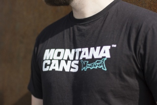 Montana Cans Logo T-Shirt Schwarz Vorderansicht Detail